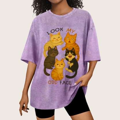 Look My Odd Face Milo's Cat Hand Painted Art from a Child's Hands T-shirt