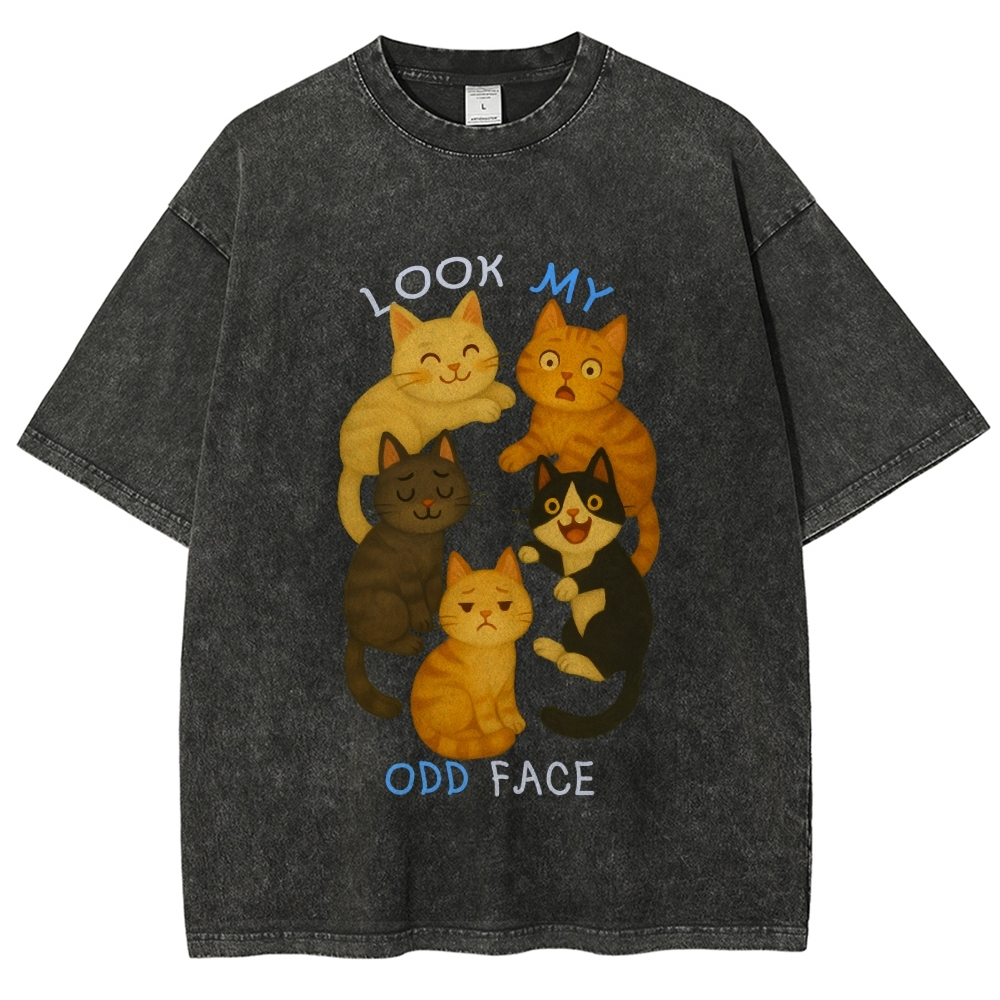 Look My Odd Face Milo's Cat Hand Painted Art from a Child's Hands T-shirt