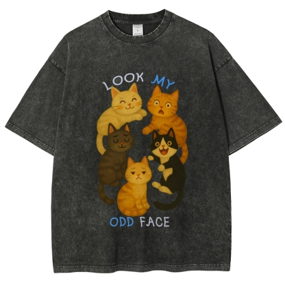 Look My Odd Face Milo's Cat Hand Painted Art from a Child's Hands T-shirt