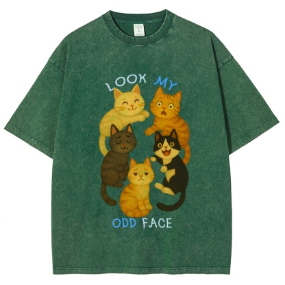 Look My Odd Face Milo's Cat Hand Painted Art from a Child's Hands T-shirt