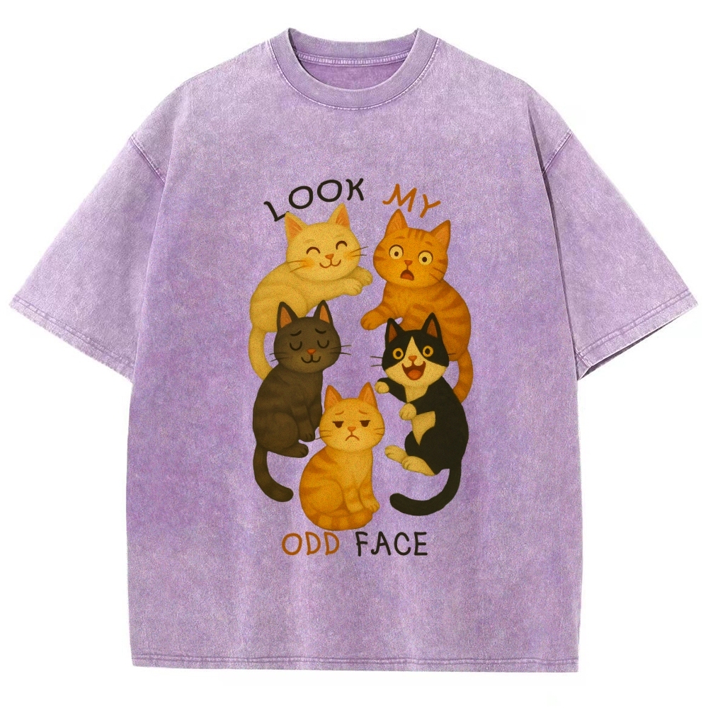 Look My Odd Face Milo's Cat Hand Painted Art from a Child's Hands T-shirt