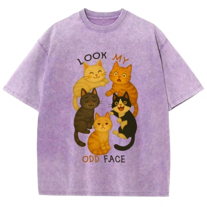 Look My Odd Face Milo's Cat Hand Painted Art from a Child's Hands T-shirt