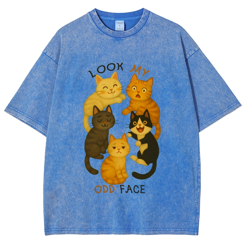 Look My Odd Face Milo's Cat Hand Painted Art from a Child's Hands T-shirt