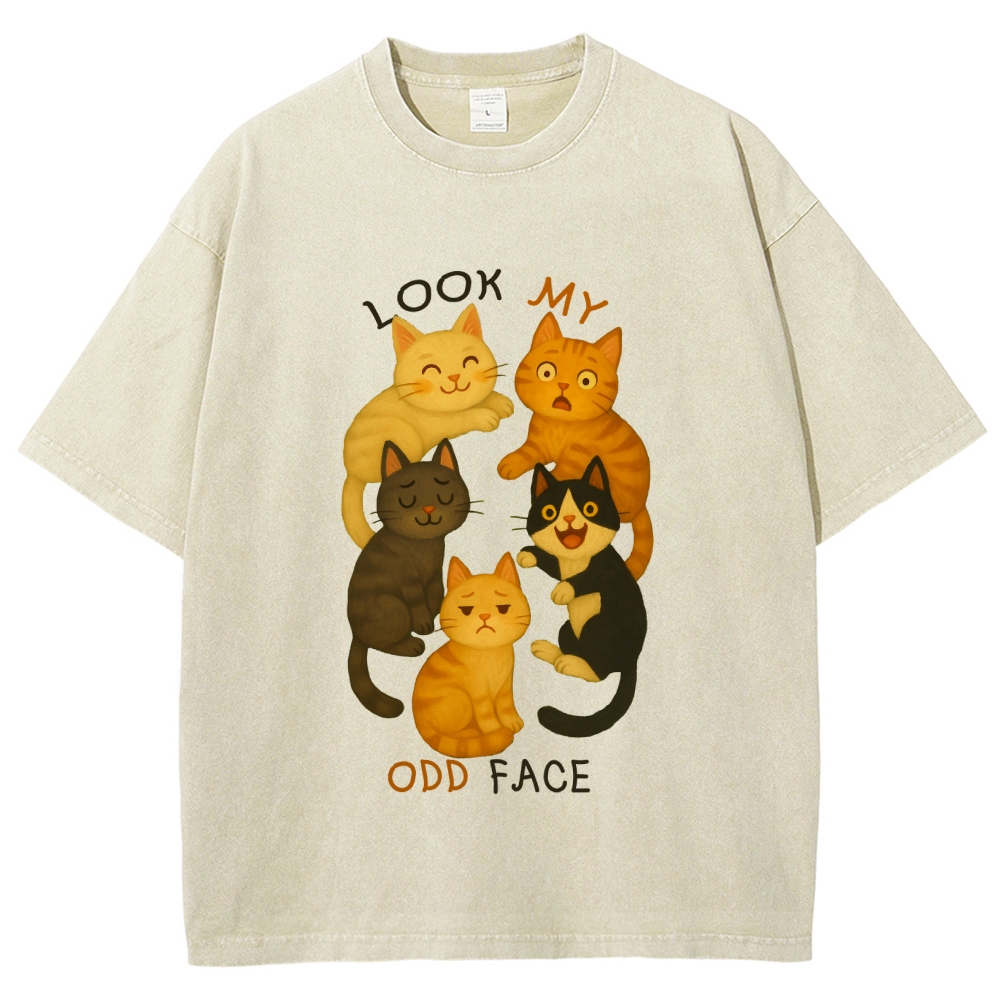 Look My Odd Face Milo's Cat Hand Painted Art from a Child's Hands T-shirt