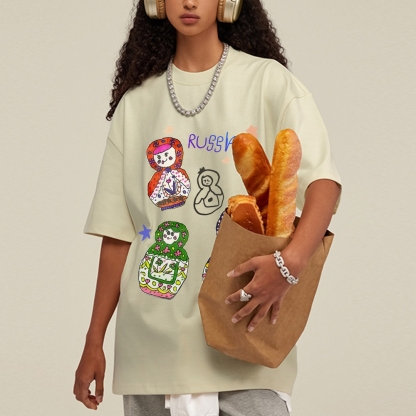 Cute Russian Nesting Dolls Hand Painted Art from a Child's Hands T-shirt