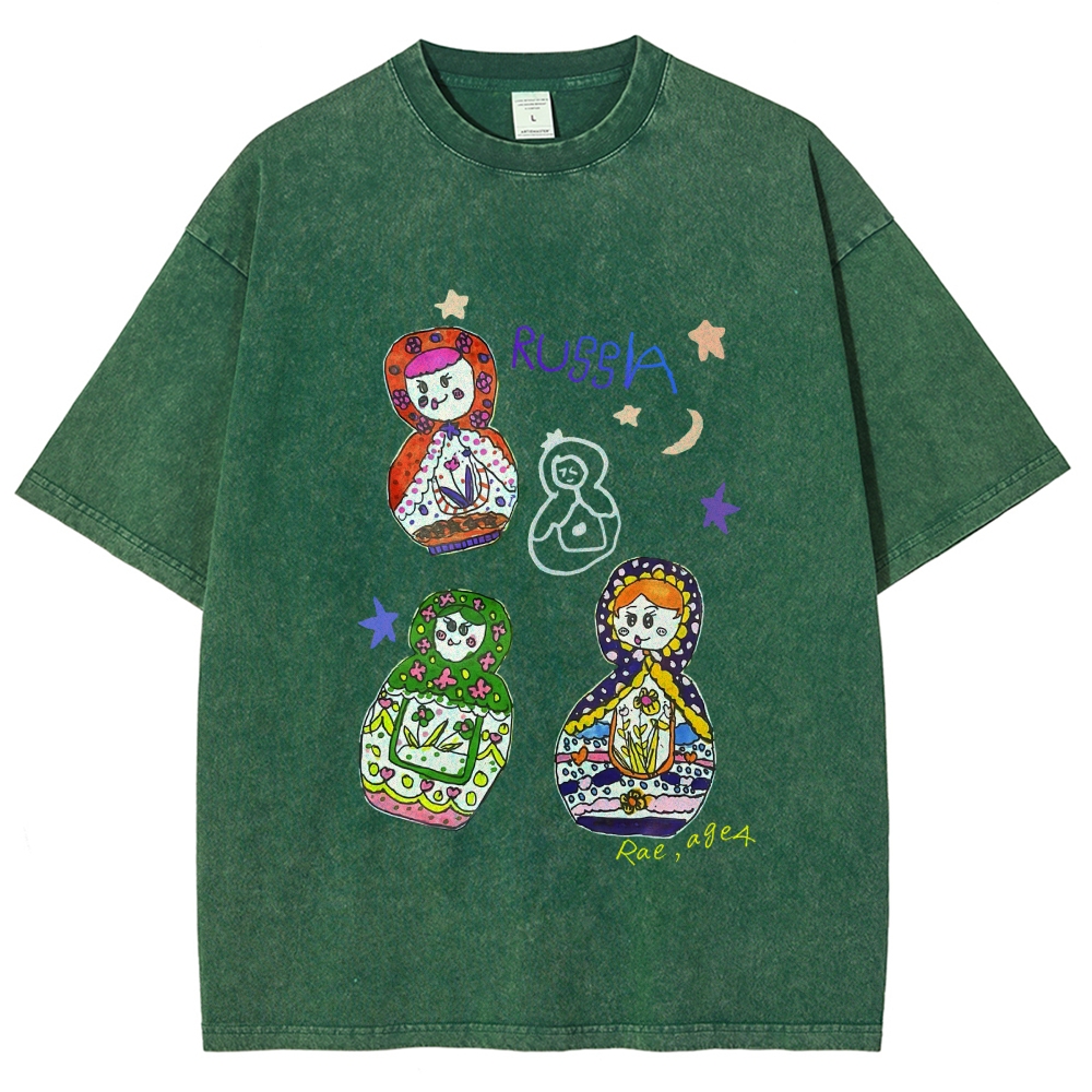 Cute Russian Nesting Dolls Hand Painted Art from a Child's Hands T-shirt