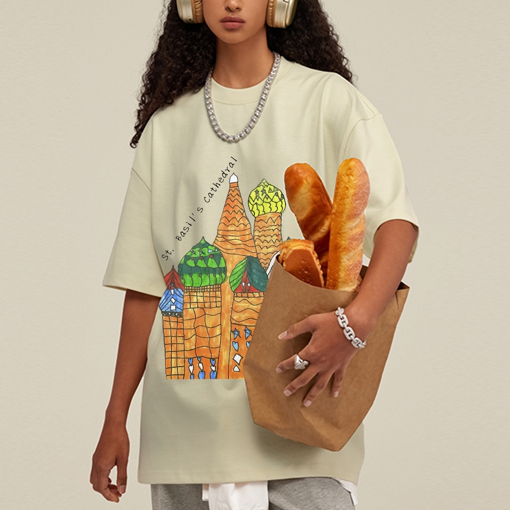 St. Basil's Cathedral Hand Painted Art from a Child's Hands T-shirt
