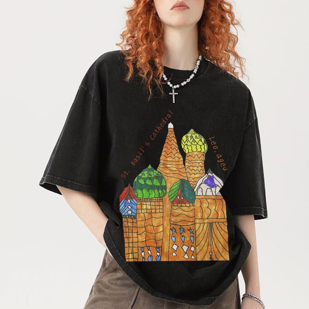 St. Basil's Cathedral Hand Painted Art from a Child's Hands T-shirt