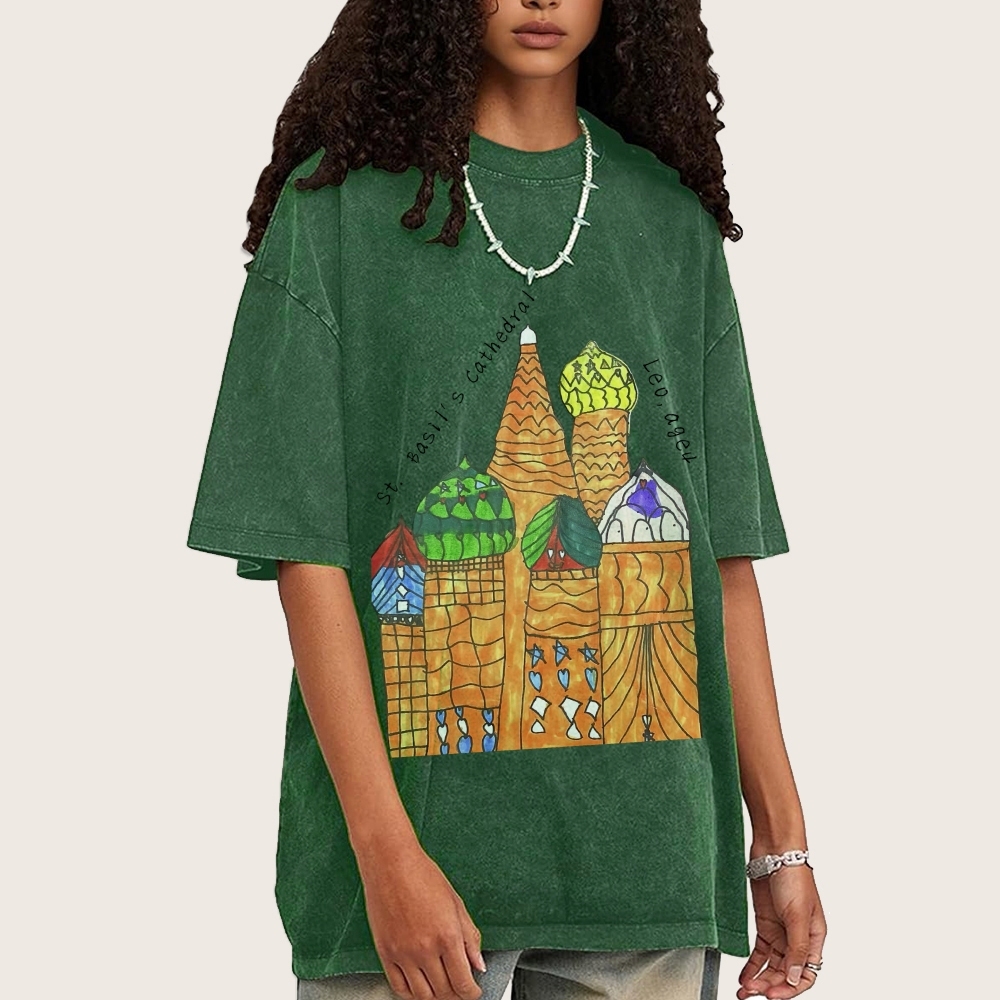 St. Basil's Cathedral Hand Painted Art from a Child's Hands T-shirt