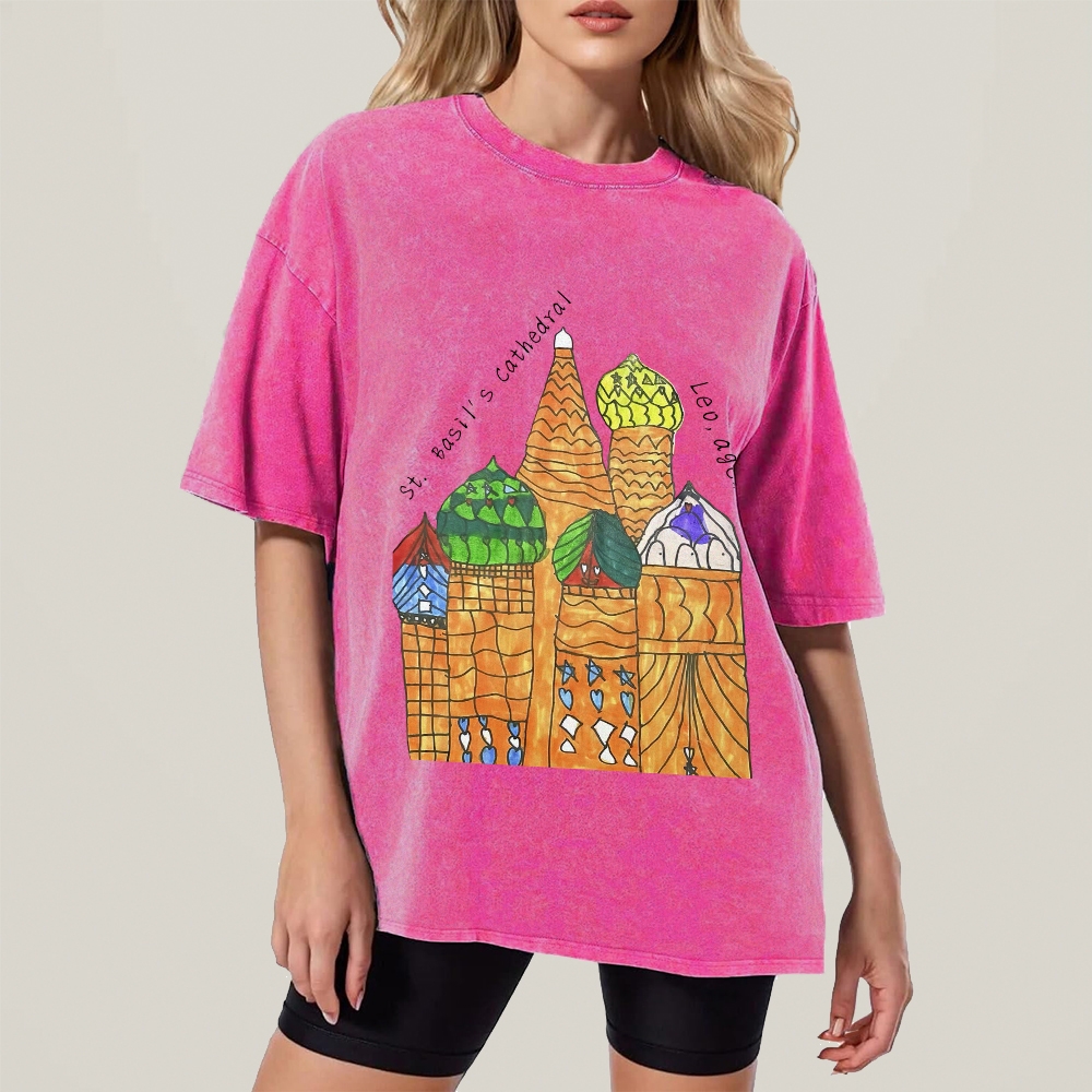 St. Basil's Cathedral Hand Painted Art from a Child's Hands T-shirt