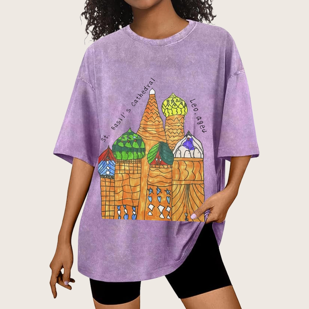St. Basil's Cathedral Hand Painted Art from a Child's Hands T-shirt