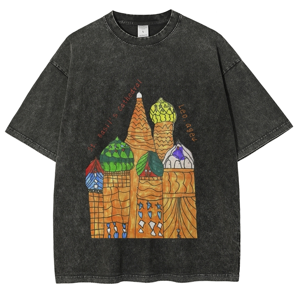 St. Basil's Cathedral Hand Painted Art from a Child's Hands T-shirt