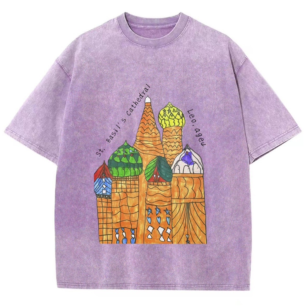 St. Basil's Cathedral Hand Painted Art from a Child's Hands T-shirt