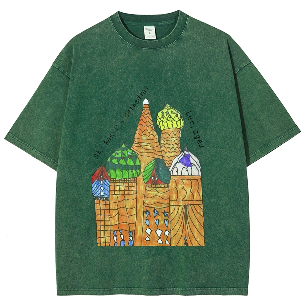 St. Basil's Cathedral Hand Painted Art from a Child's Hands T-shirt