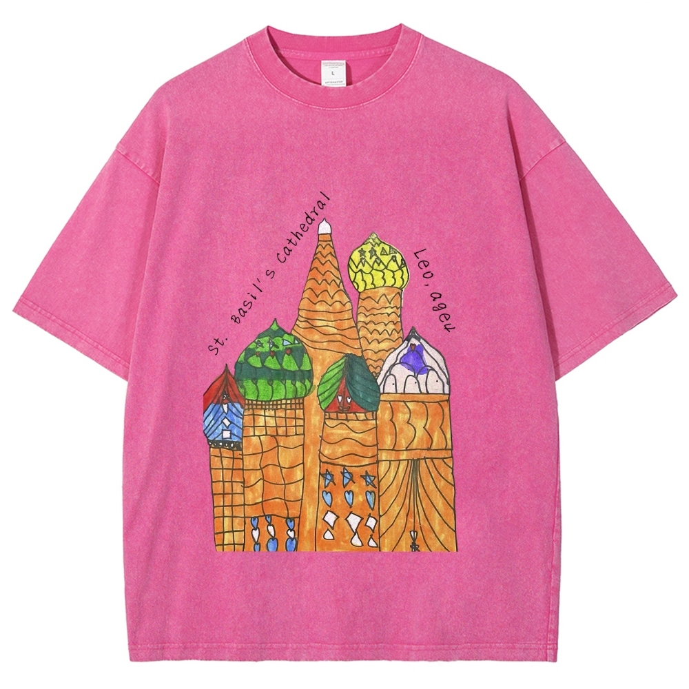 St. Basil's Cathedral Hand Painted Art from a Child's Hands T-shirt