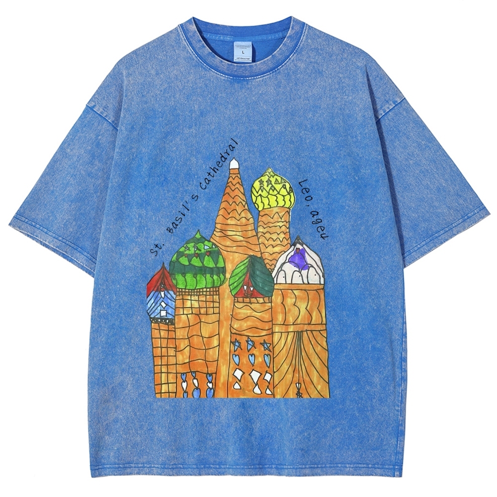 St. Basil's Cathedral Hand Painted Art from a Child's Hands T-shirt