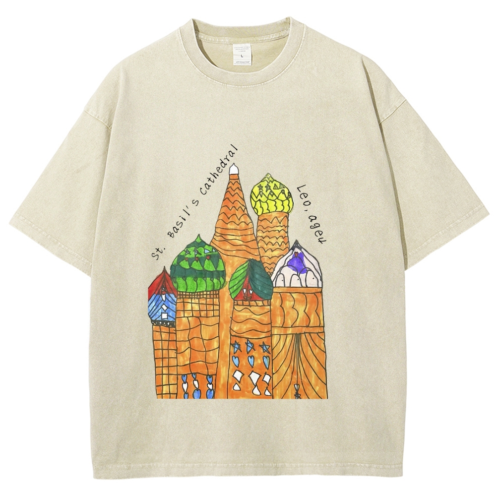 St. Basil's Cathedral Hand Painted Art from a Child's Hands T-shirt