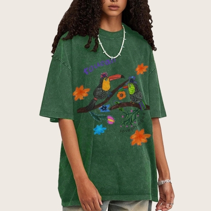 Strange Toucan Hand Painted Art from a Child's Hands Washed T-shirt