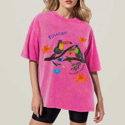 Strange Toucan Hand Painted Art from a Child's Hands Washed T-shirt