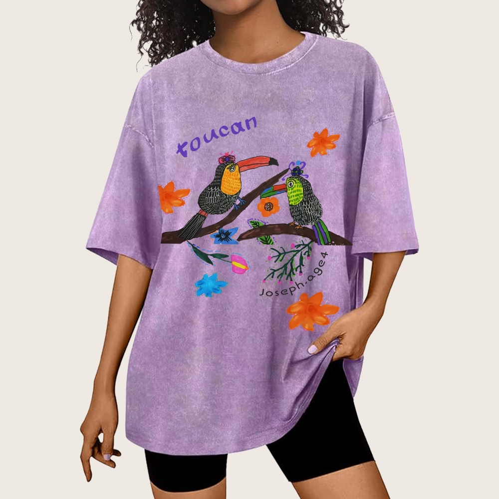 Strange Toucan Hand Painted Art from a Child's Hands Washed T-shirt