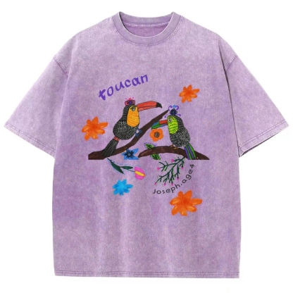 Strange Toucan Hand Painted Art from a Child's Hands Washed T-shirt