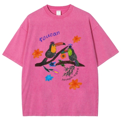 Strange Toucan Hand Painted Art from a Child's Hands Washed T-shirt