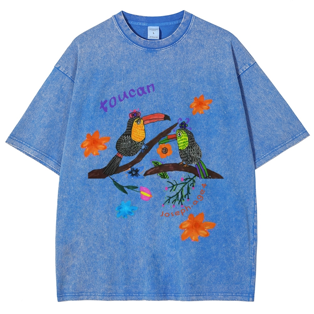 Strange Toucan Hand Painted Art from a Child's Hands Washed T-shirt