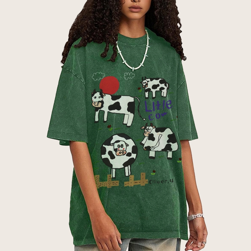 Green Ranch Hand Painted Art from a Child's Hands Washed T-shirt