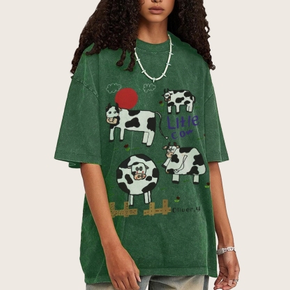 Green Ranch Hand Painted Art from a Child's Hands Washed T-shirt