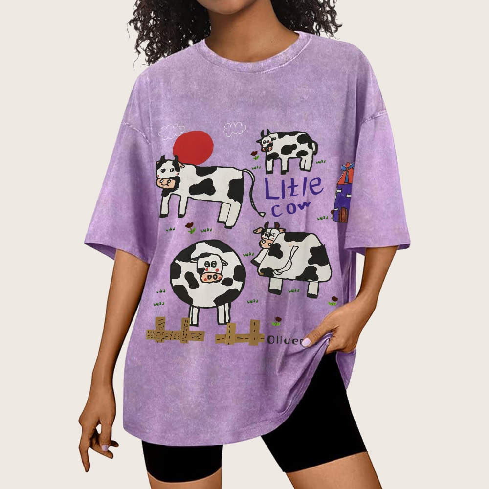 Green Ranch Hand Painted Art from a Child's Hands Washed T-shirt