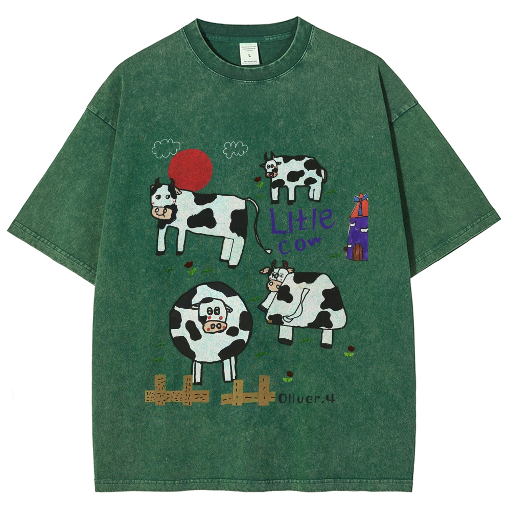 Green Ranch Hand Painted Art from a Child's Hands Washed T-shirt