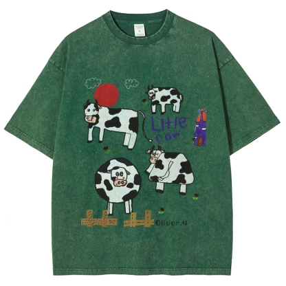 Green Ranch Hand Painted Art from a Child's Hands Washed T-shirt