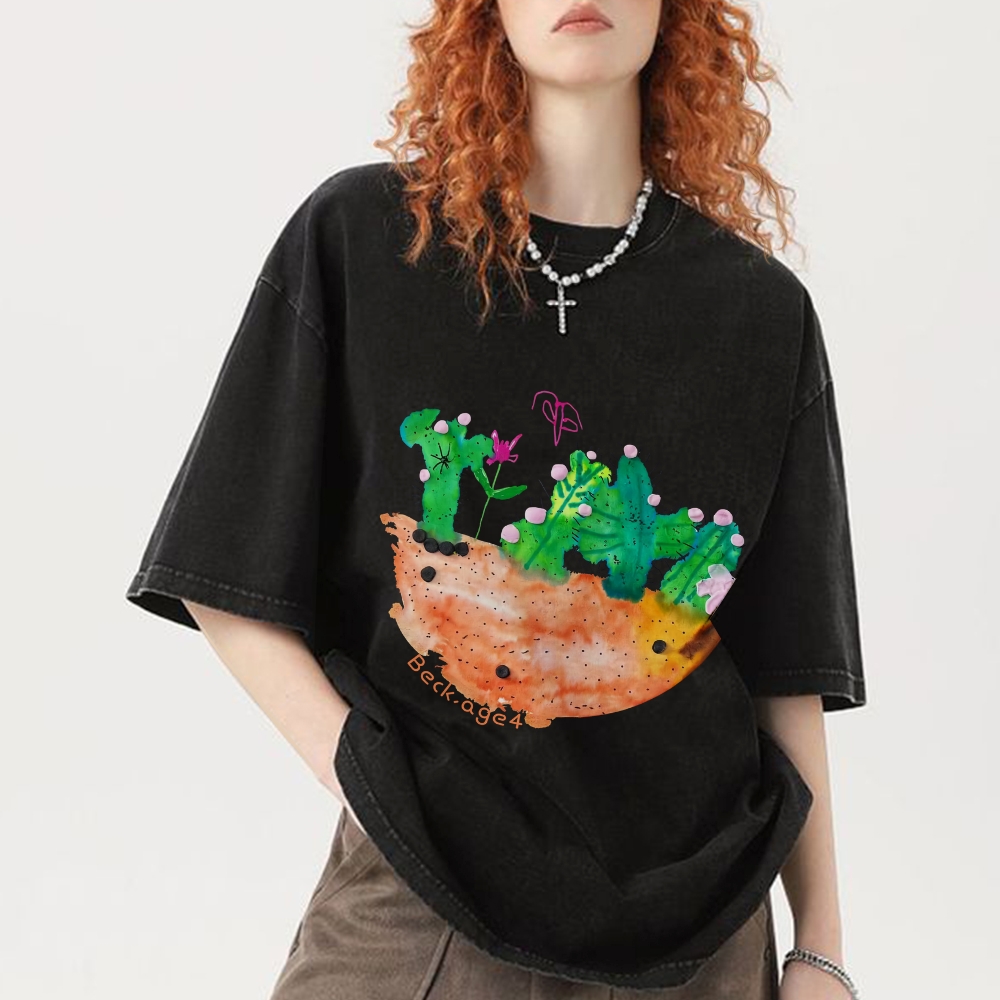 Desert Flower - Cactus Hand Painted Art from a Child's Hands Washed T-shirt