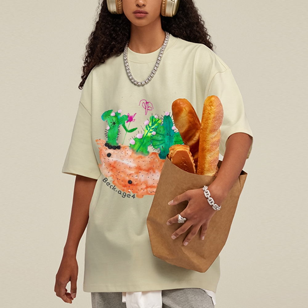 Desert Flower - Cactus Hand Painted Art from a Child's Hands Washed T-shirt