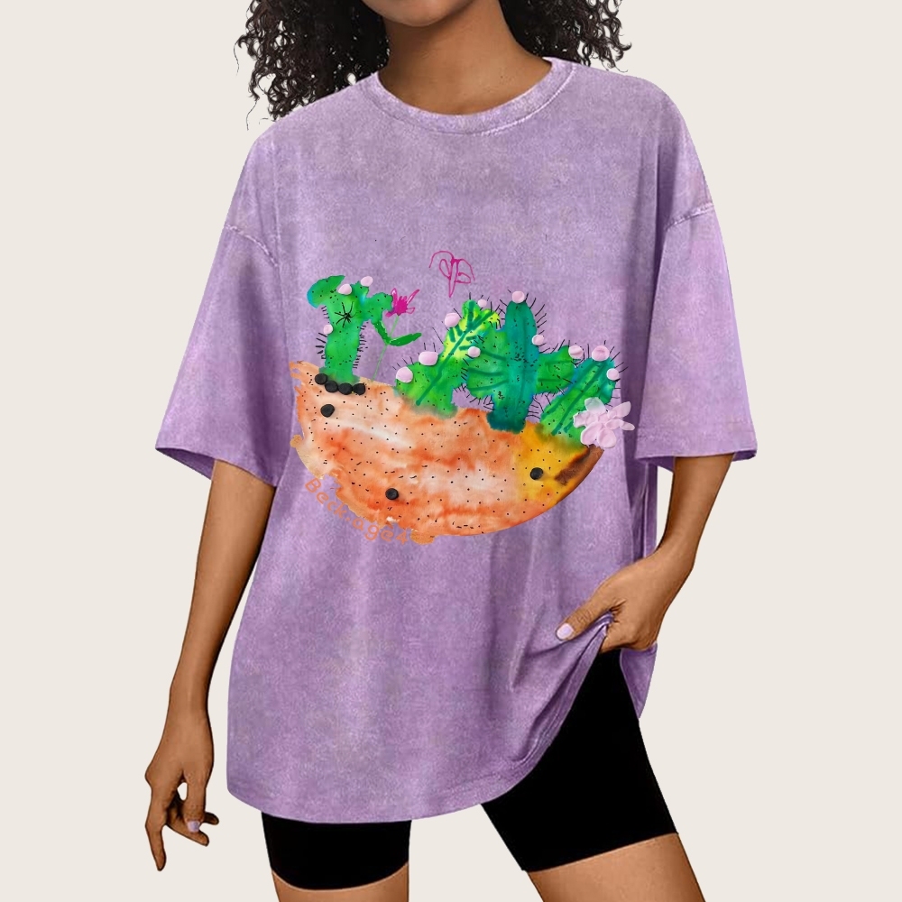 Desert Flower - Cactus Hand Painted Art from a Child's Hands Washed T-shirt