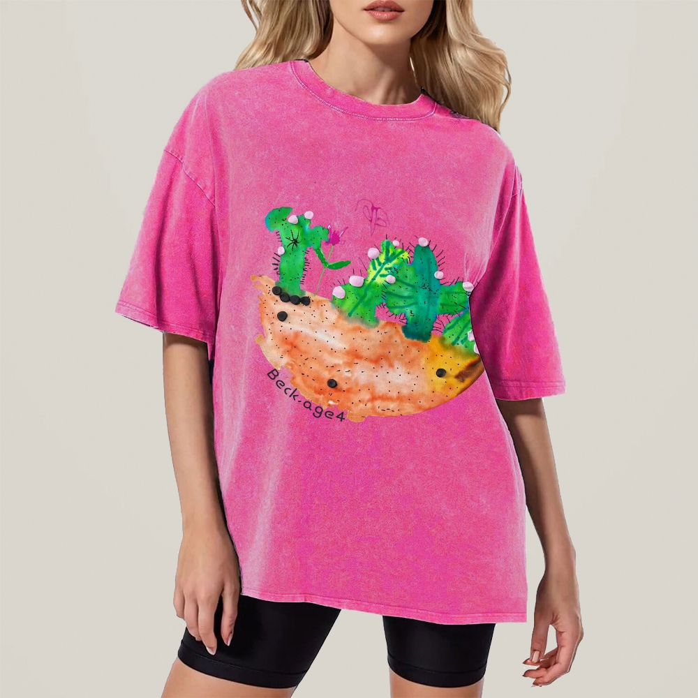Desert Flower - Cactus Hand Painted Art from a Child's Hands Washed T-shirt