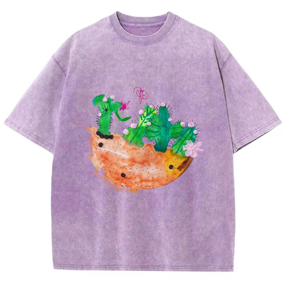 Desert Flower - Cactus Hand Painted Art from a Child's Hands Washed T-shirt