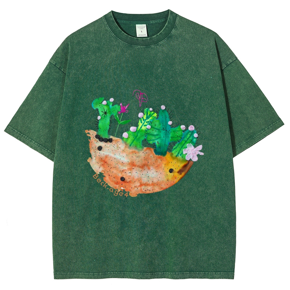 Desert Flower - Cactus Hand Painted Art from a Child's Hands Washed T-shirt