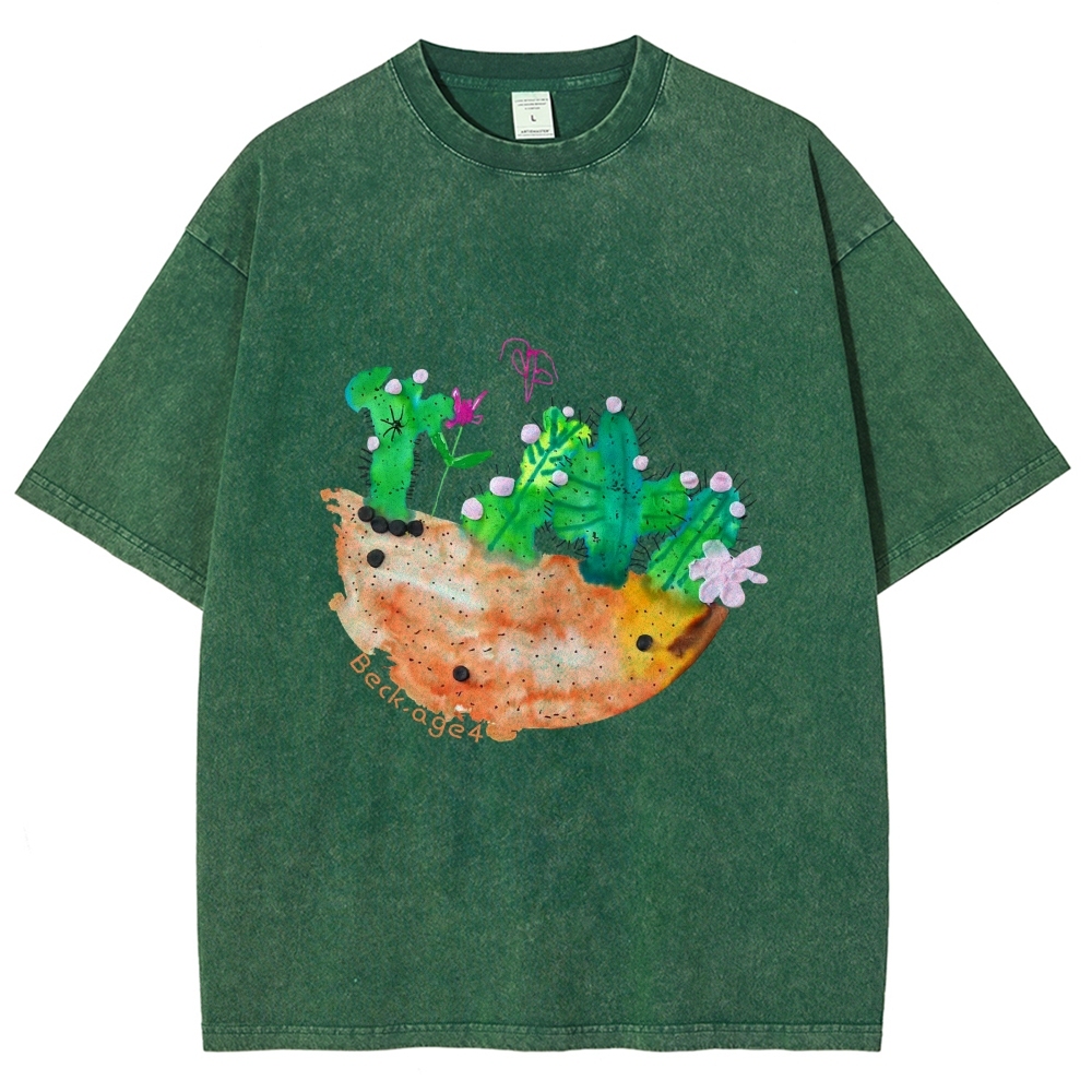 Desert Flower - Cactus Hand Painted Art from a Child's Hands Washed T-shirt