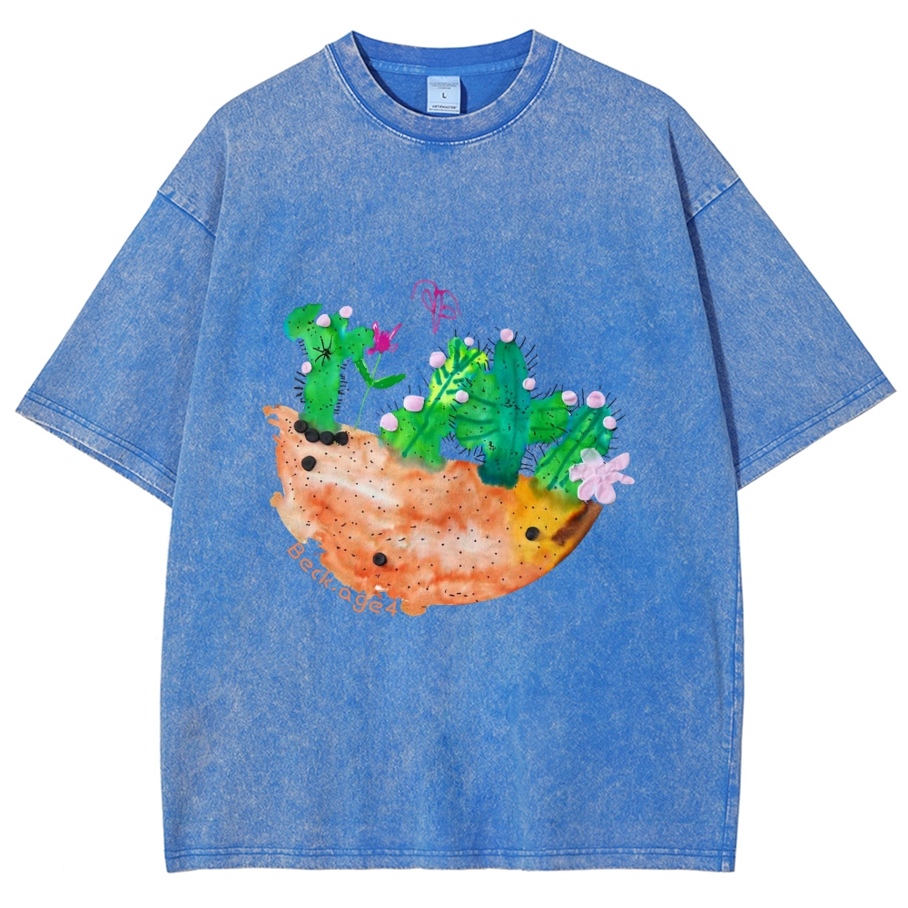 Desert Flower - Cactus Hand Painted Art from a Child's Hands Washed T-shirt