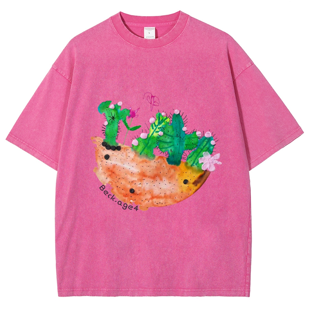 Desert Flower - Cactus Hand Painted Art from a Child's Hands Washed T-shirt