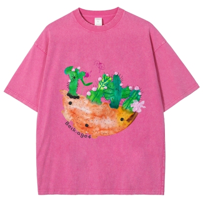 Desert Flower - Cactus Hand Painted Art from a Child's Hands Washed T-shirt