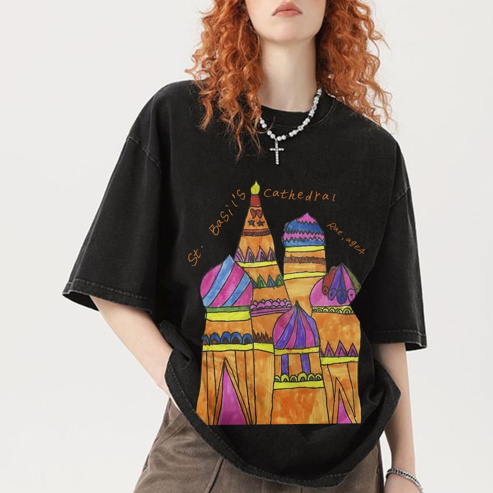 St. Basil's Cathedral Hand Painted Art from a Child's Hands Washed T-shirt