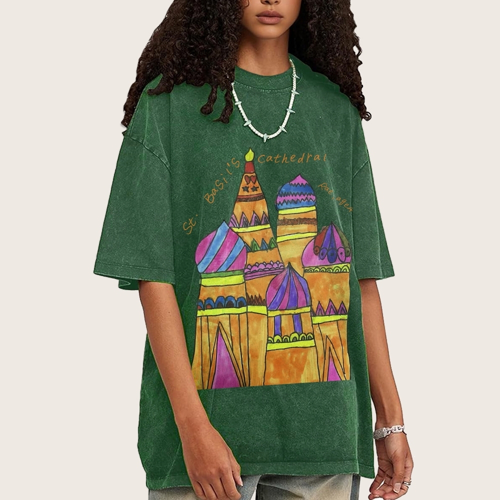 St. Basil's Cathedral Hand Painted Art from a Child's Hands Washed T-shirt