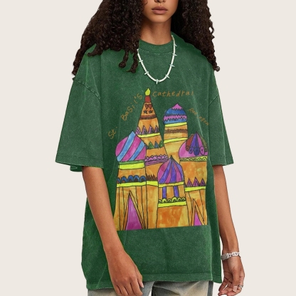 St. Basil's Cathedral Hand Painted Art from a Child's Hands Washed T-shirt