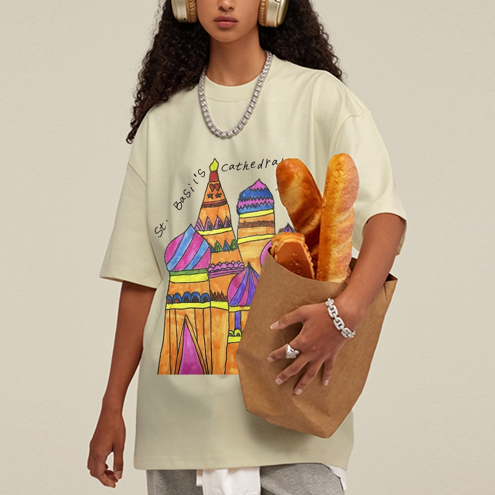 St. Basil's Cathedral Hand Painted Art from a Child's Hands Washed T-shirt