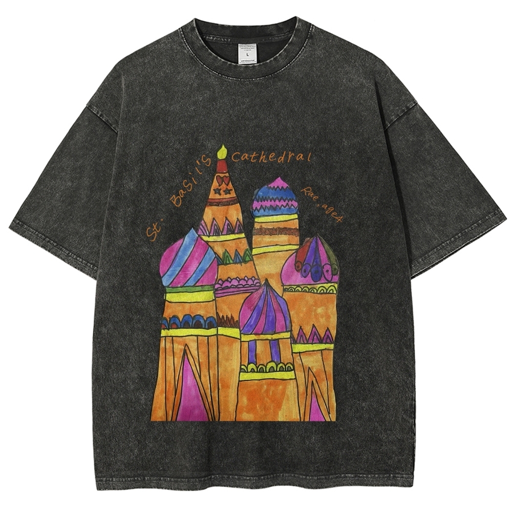 St. Basil's Cathedral Hand Painted Art from a Child's Hands Washed T-shirt