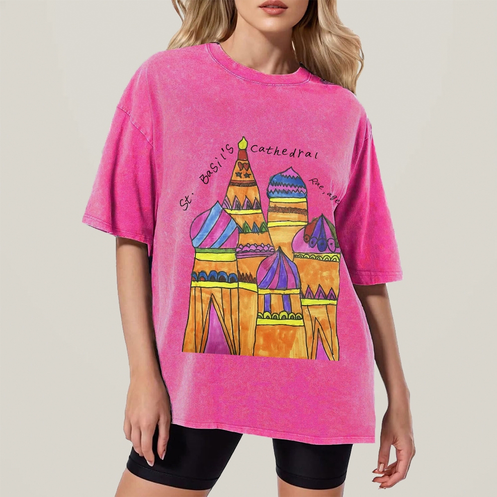 St. Basil's Cathedral Hand Painted Art from a Child's Hands Washed T-shirt