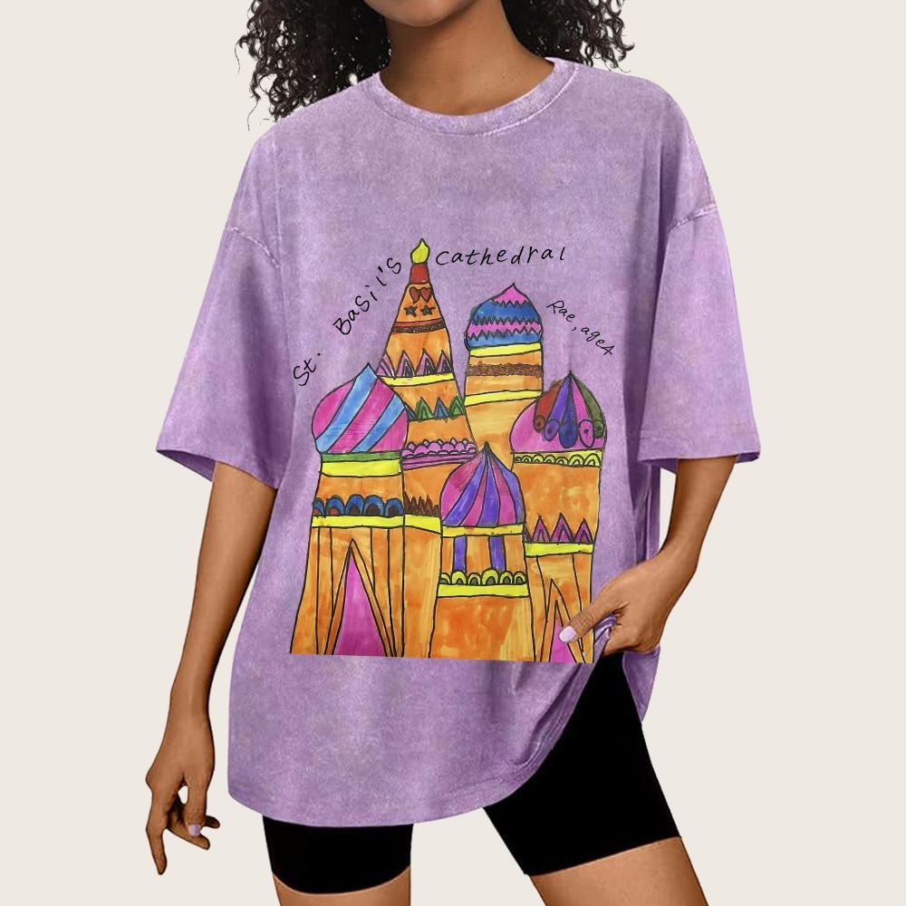 St. Basil's Cathedral Hand Painted Art from a Child's Hands Washed T-shirt