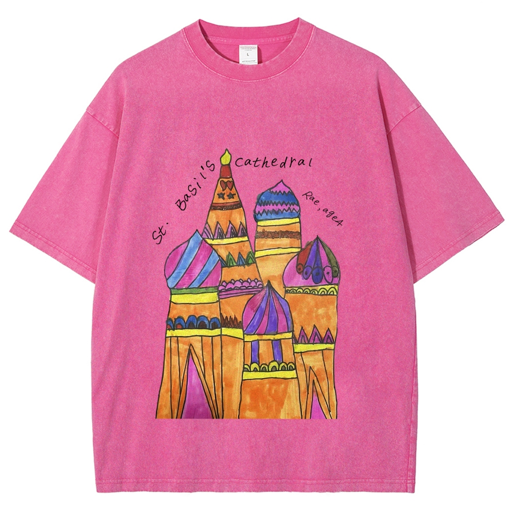 St. Basil's Cathedral Hand Painted Art from a Child's Hands Washed T-shirt